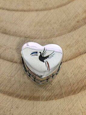 Pandora Belize Rainbow-billed Toucan Heart Bead Charm, S925 Silver Jewelry